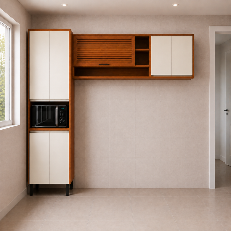 Cozinha Modulada 3 Macadâmia Peças com 7 Portas Telasul