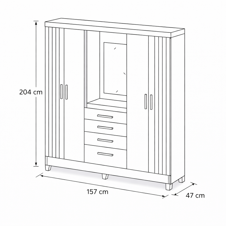 Guarda-Roupa Casal Atenas 4 Portas 4 Gavetas Moval