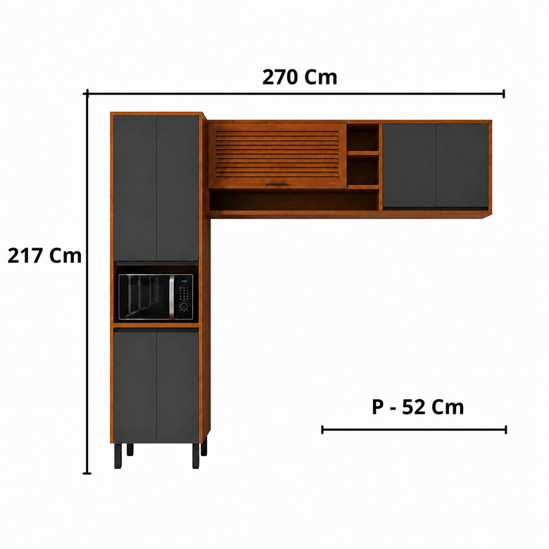 Cozinha Modulada 3 Macadâmia Peças com 7 Portas Telasul