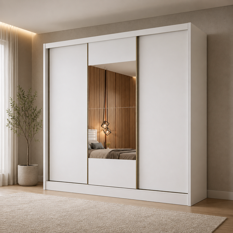Guarda-Roupa Arezzo Plus com Espelho 3 Portas 6 Gavetas Novo Horizonte