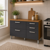 Balcão de Cozinha Princesa 120cm 2 Portas 3 Gavetas com Tampo Nesher