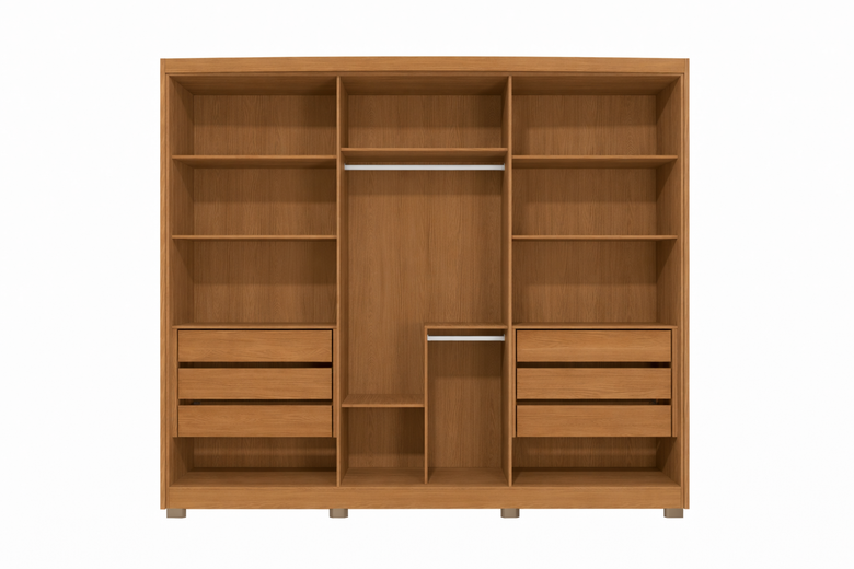 Guarda-Roupa Casal 6 Portas com Espelho 6 Gavetas CB01N566 Kappesberg