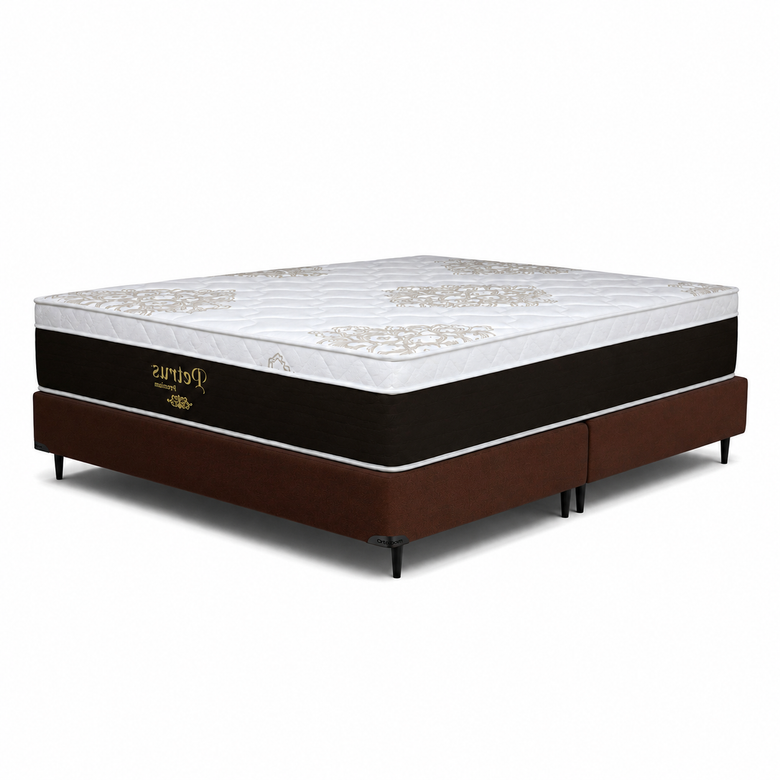 Conjunto Cama Box Queen 158x198 Petrus Ortobom com Base Camurça