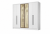 Guarda-Roupa Rizon Glass 6 Portas 6 Gavetas com Espelho, Pés e LED Novo Horizonte