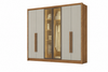 Guarda-Roupa Rizon Glass 6 Portas 6 Gavetas com Espelho, Pés e LED Novo Horizonte