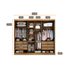 Guarda-Roupa Rizon Glass 6 Portas 6 Gavetas com Espelho, Pés e LED Novo Horizonte