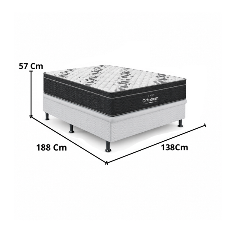 Cama Box Baú Casal Airtech D33 (Colchão + Base) 138x188 Ortobom