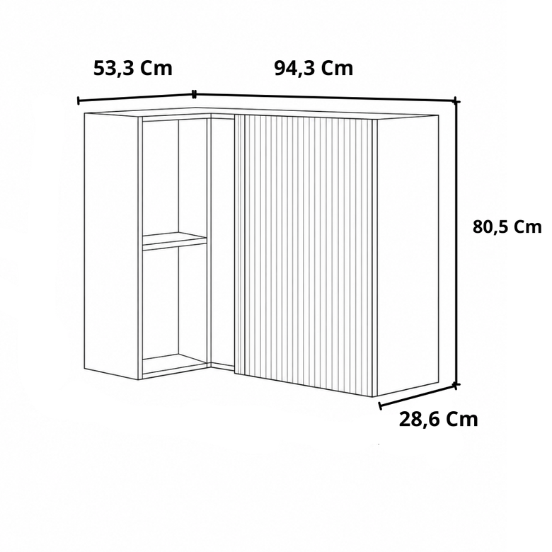 Armário Aéreo de Canto Reto 1 Porta 90cm Art Kits Paraná