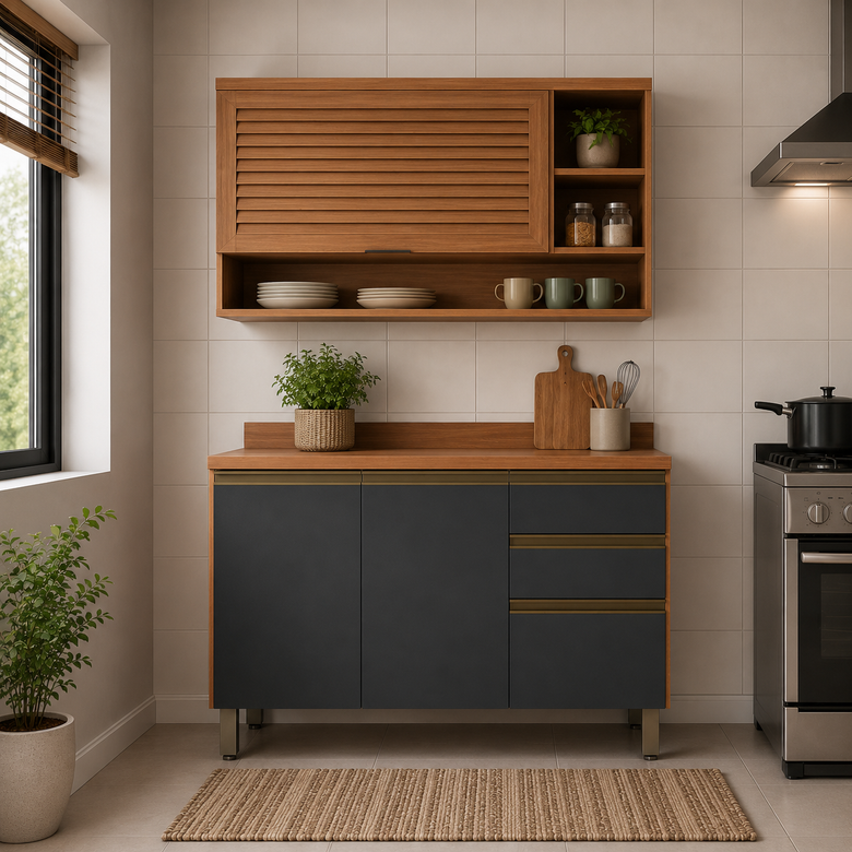 Cozinha Compacta Macadâmia 3 Portas Telasul