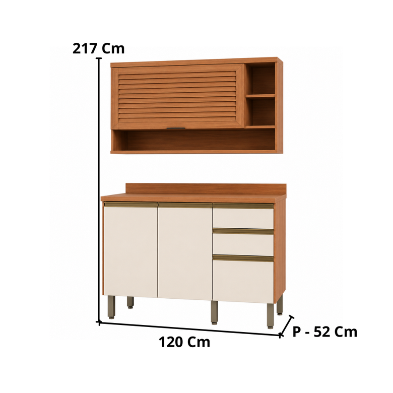 Cozinha Compacta Macadâmia 3 Portas Telasul