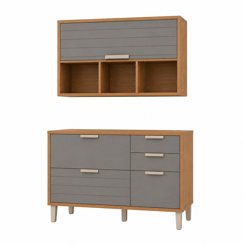 Cozinha Modulada Eloise 2 Peças 2 Portas 4 Gavetas MGM