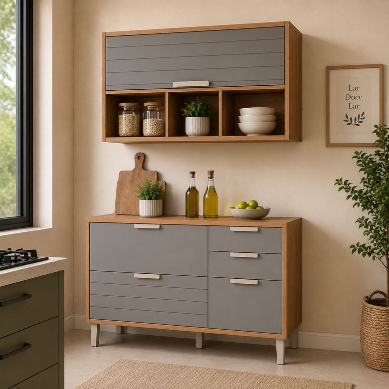 Cozinha Modulada Eloise 2 Peças 2 Portas 4 Gavetas MGM