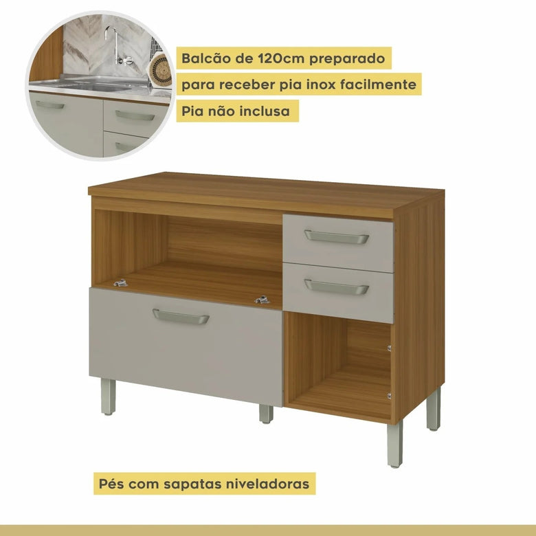 Cozinha Modulada 3 Peças 6 Gavetas e 6 Portas Princesa Nesher