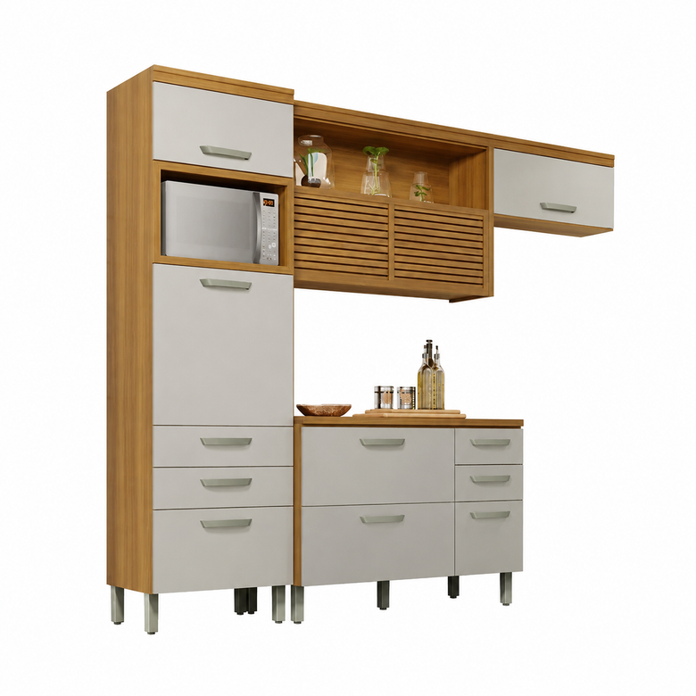Cozinha Modulada 3 Peças 6 Gavetas e 6 Portas Princesa Nesher