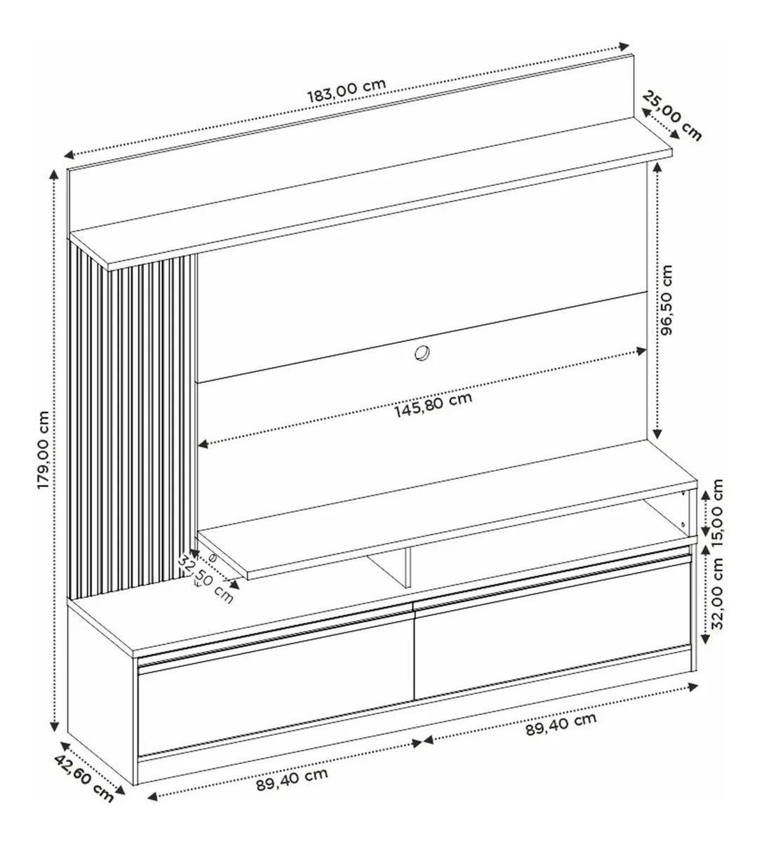 Home Para TV até 60" 2 Portas LED NT1295 Notável Móveis