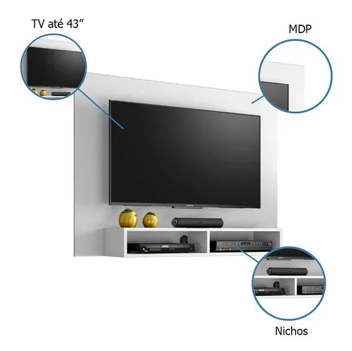 Painel para TV até 49" 2 Nichos Eros Notável Móveis