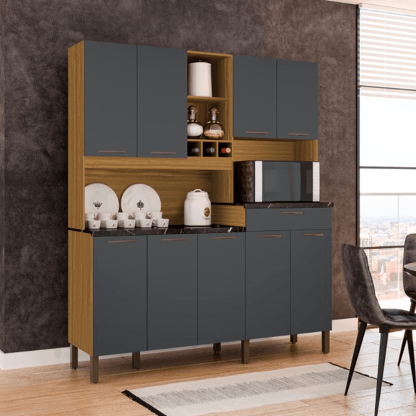 Cozinha Compacta 9 Portas 1 Gaveta Merlot Prime Ronipa
