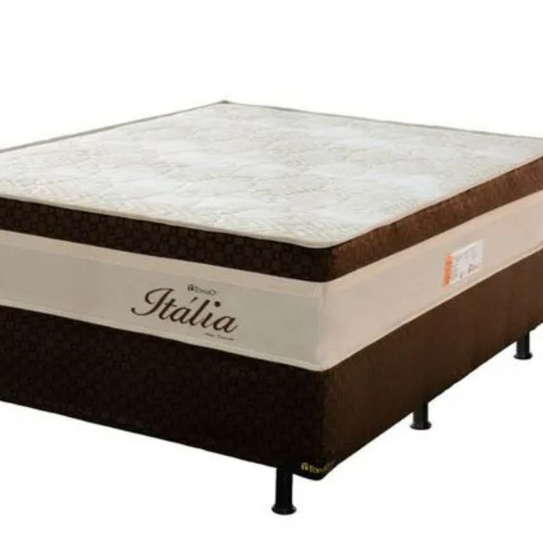 Cama Box Casal Itália (Colchão + Base) 138x188x62 Molas Ensacadas Topázio