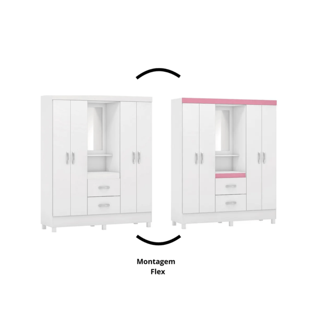 Guarda Roupa Casal Capelinha 4 Portas 2 Gavetas Lord Demóbile