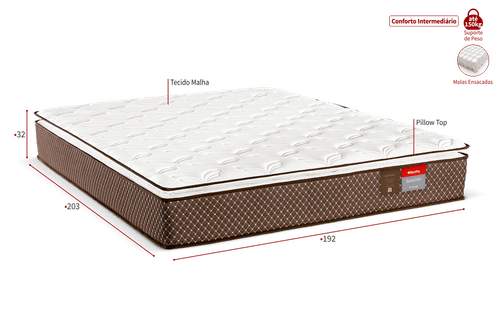 Colchão de Casal King D28 Molas Ensacadas 192x32 Executive Reconflex