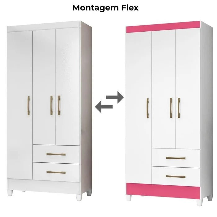 Guarda-Roupa 3 Portas 2 Gavetas Lima Moval