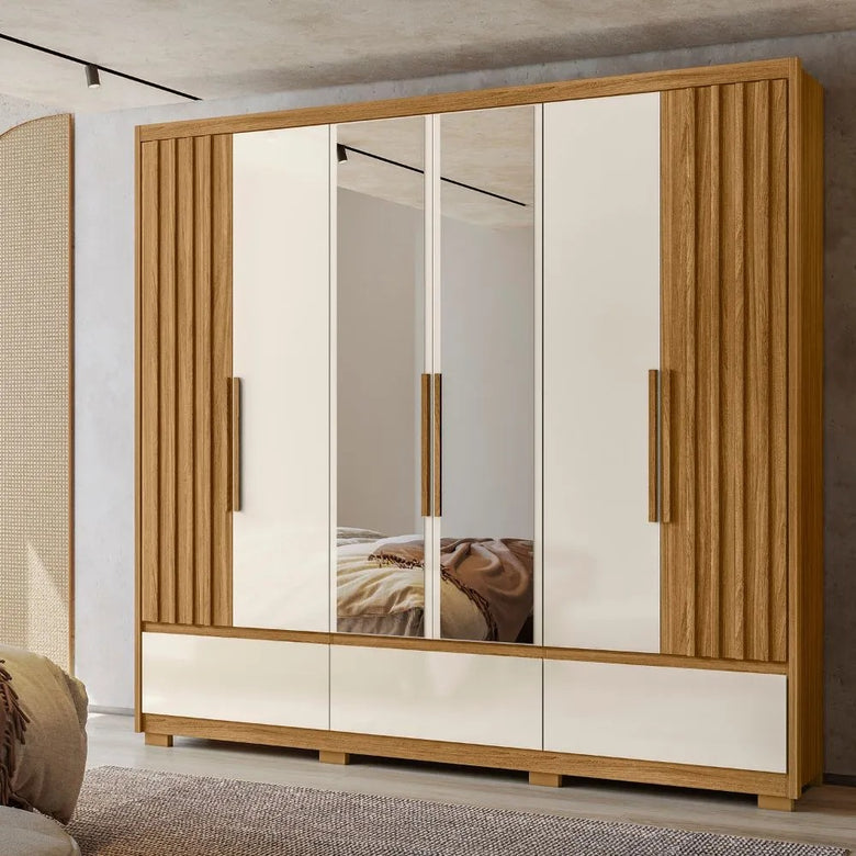 Guarda-Roupa Casal 6 Portas 5 Gavetas com Espelho Amazonas Moval