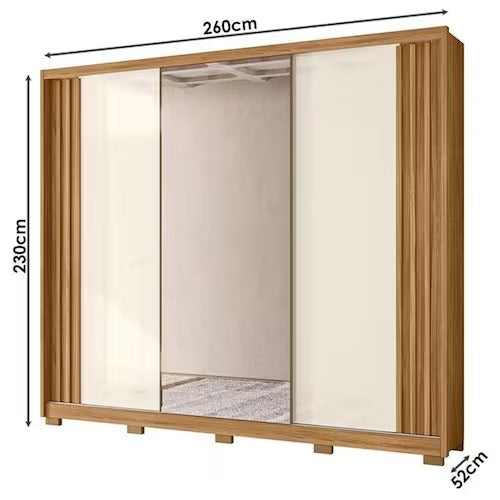 Guarda-Roupa Casal 3 Portas 6 Gavetas Arizona com Espelho Moval