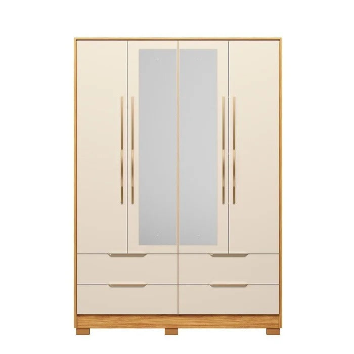 Guarda-Roupa Casal Domo 4 Portas com Espelho e Pés Demóbile