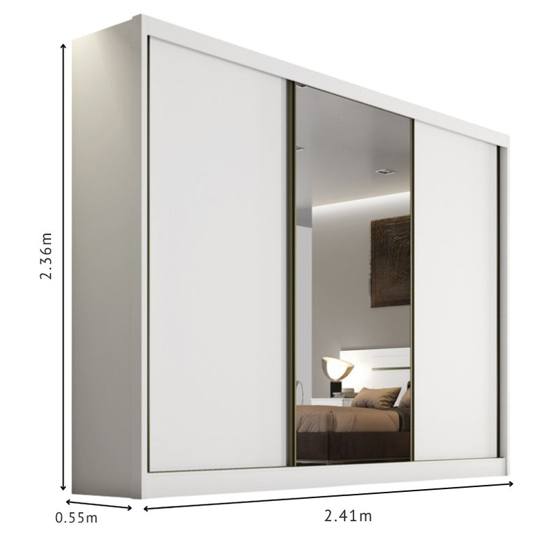 Guarda-Roupa Diamond Plus 3 Portas 6 Gavetas com Espelho Novo Horizonte