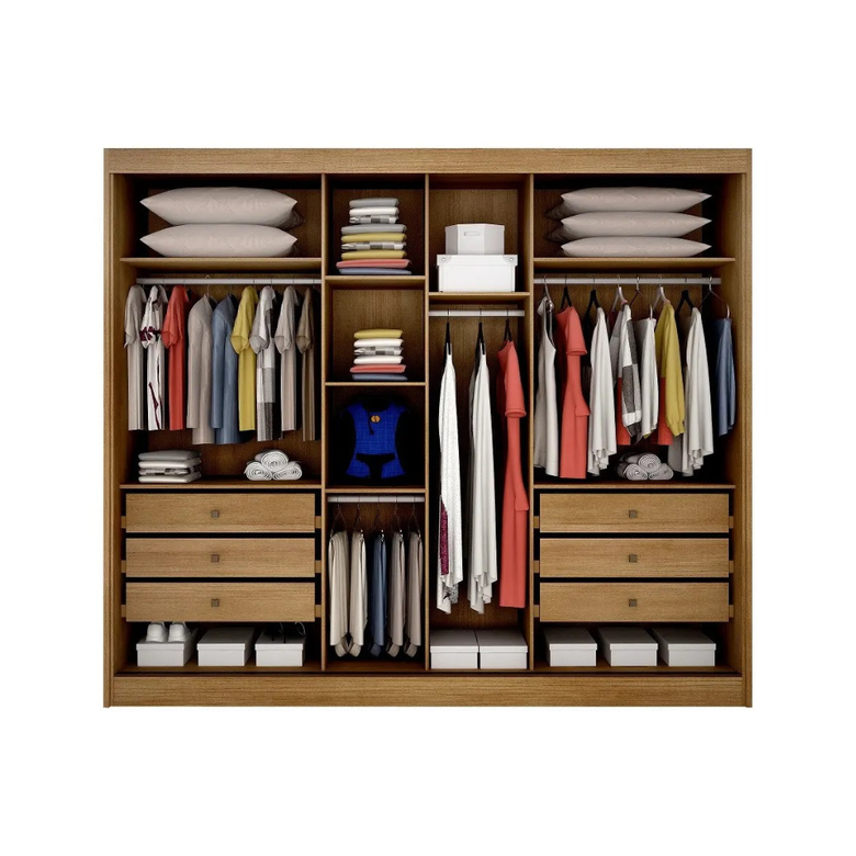 Guarda-Roupa Diamond Plus 3 Portas 6 Gavetas com Espelho Novo Horizonte