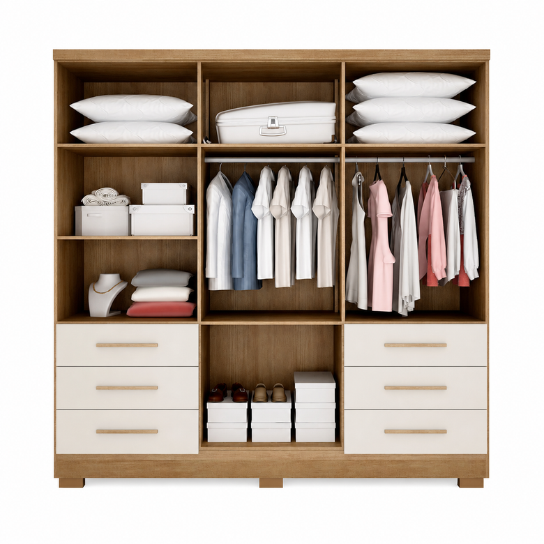 Guarda-Roupa Encant 6 Portas 6 Gavetas com Pés Novo Horizonte