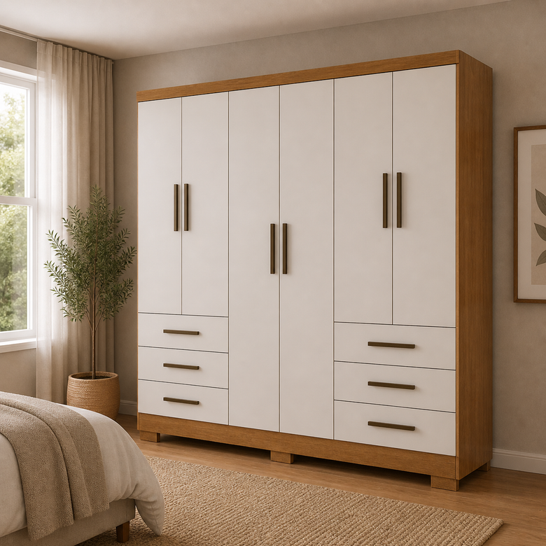 Guarda-Roupa Encant 6 Portas 6 Gavetas com Pés Novo Horizonte