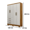 Guarda-Roupa Solteiro Encant 4 Portas 3 Gavetas com Pés Novo Horizonte