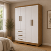 Guarda-Roupa Solteiro Encant 4 Portas 3 Gavetas com Pés Novo Horizonte