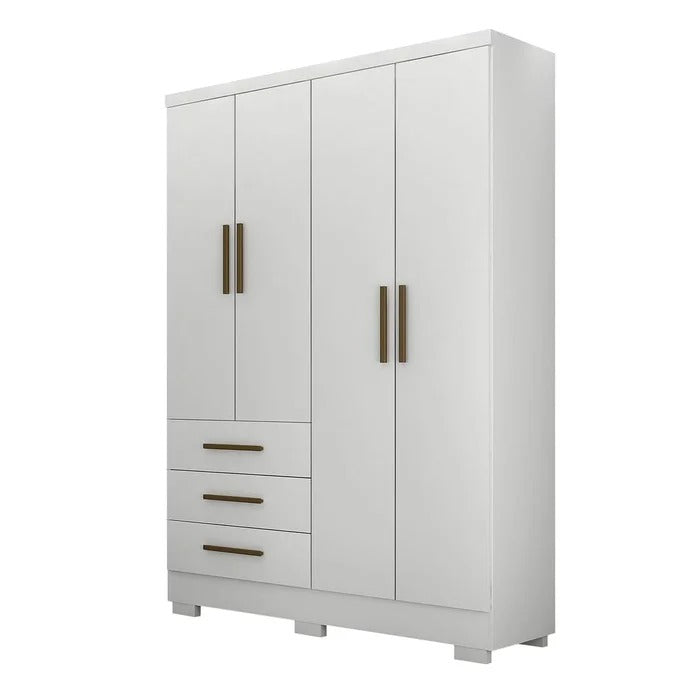 Guarda-Roupa Solteiro Encant 4 Portas 3 Gavetas com Pés Novo Horizonte