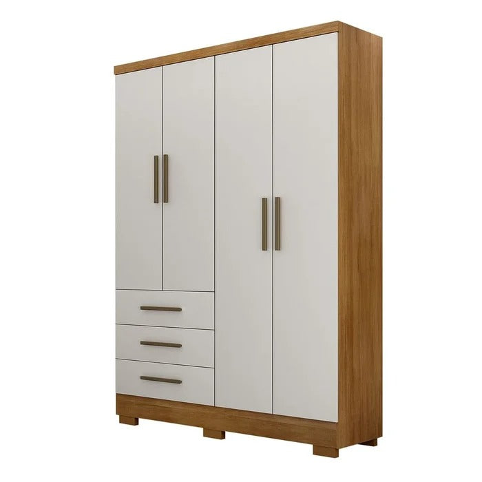 Guarda-Roupa Solteiro Encant 4 Portas 3 Gavetas com Pés Novo Horizonte
