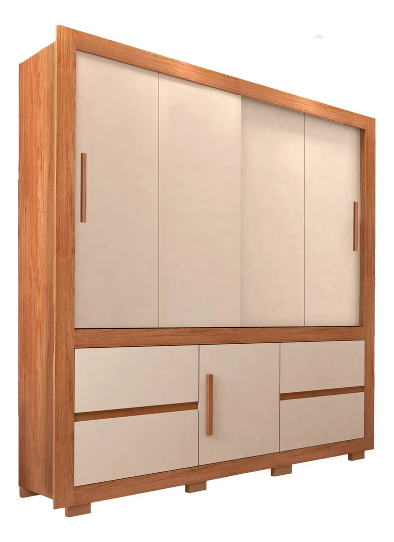 Guarda-Roupa Solteiro Optimus 1,9 3 Portas 4 Gavetas Caemmun com Espelho