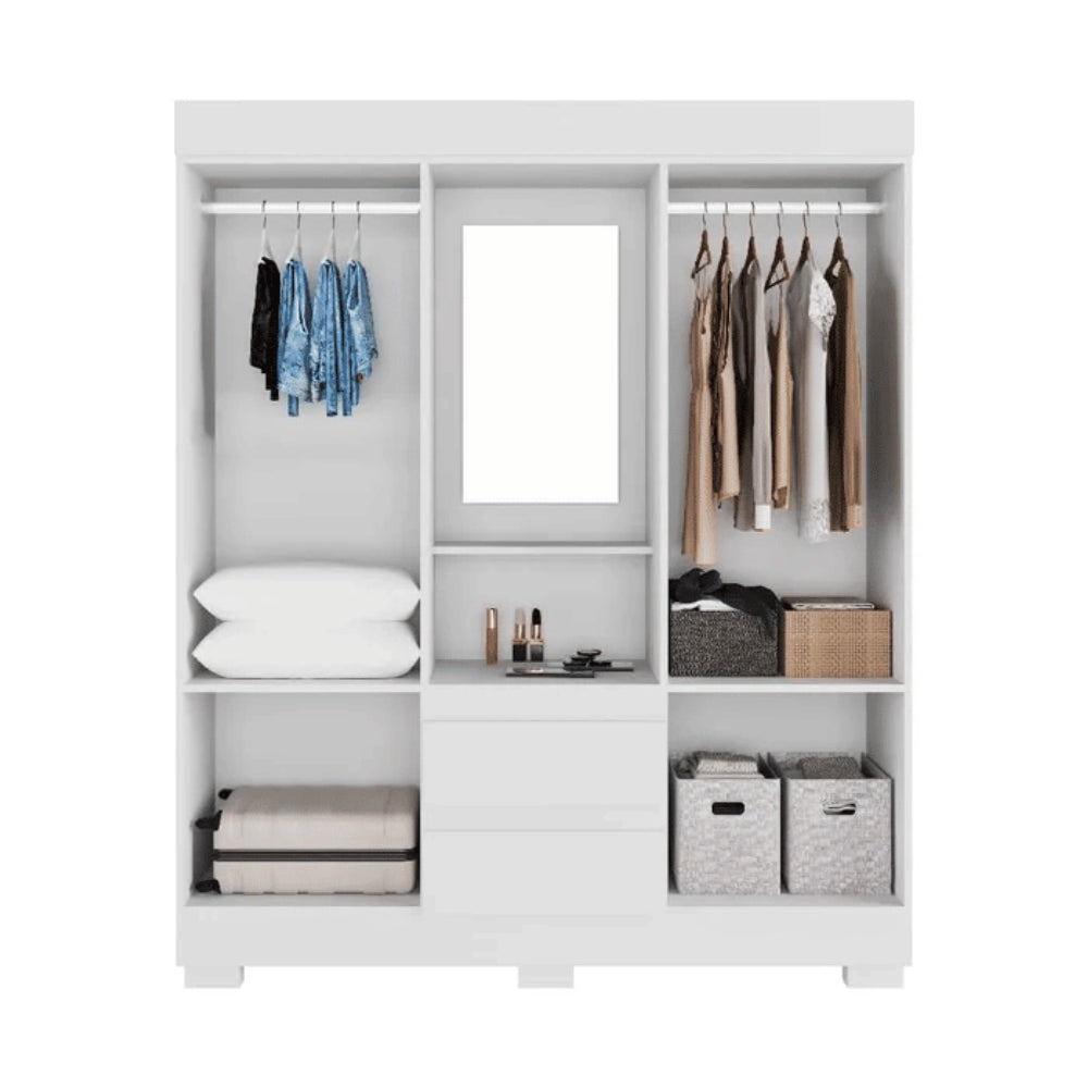 Guarda-Roupa Solteiro Capelinha com Espelho Isabely Branco - Acp Móveis