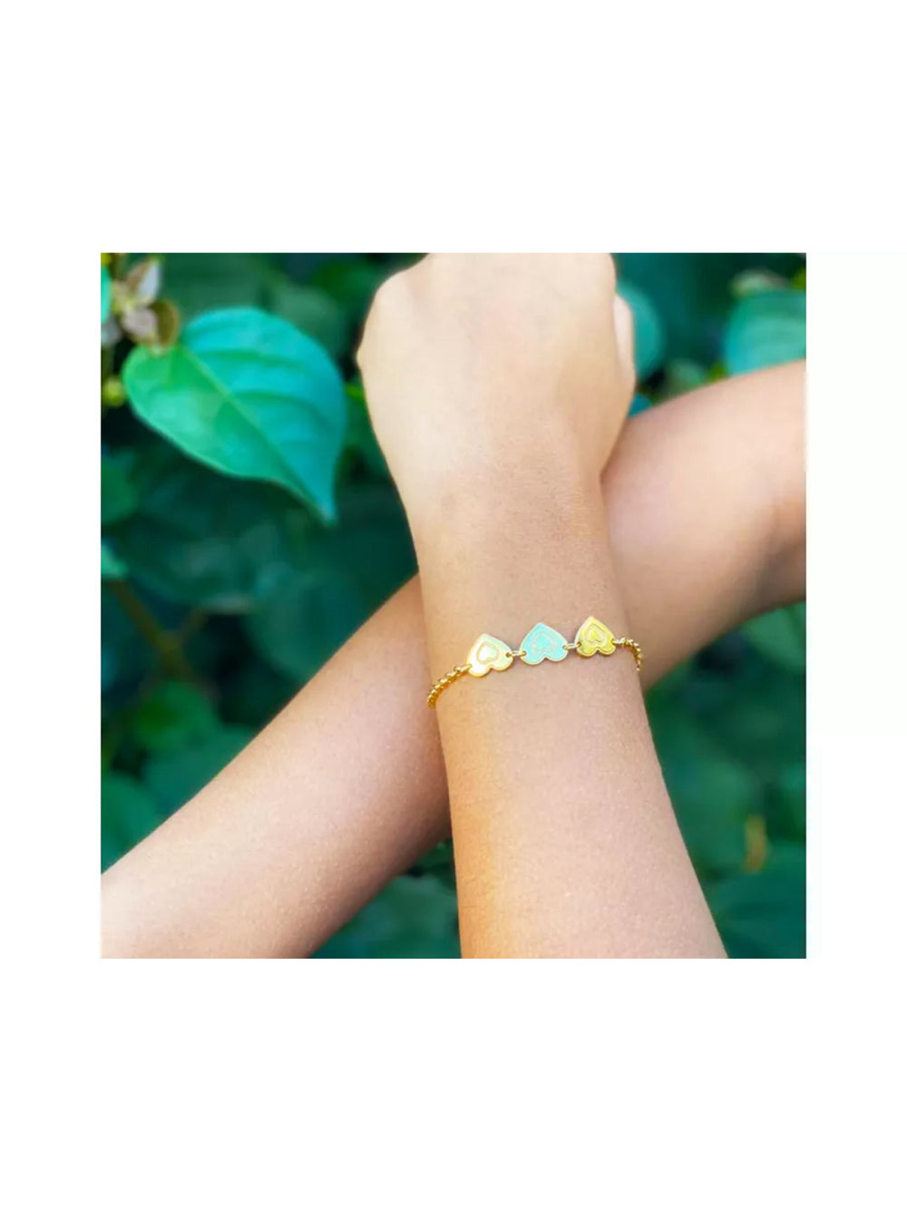 Pulseira com Chapa de Coração Folheado em Ouro 18k