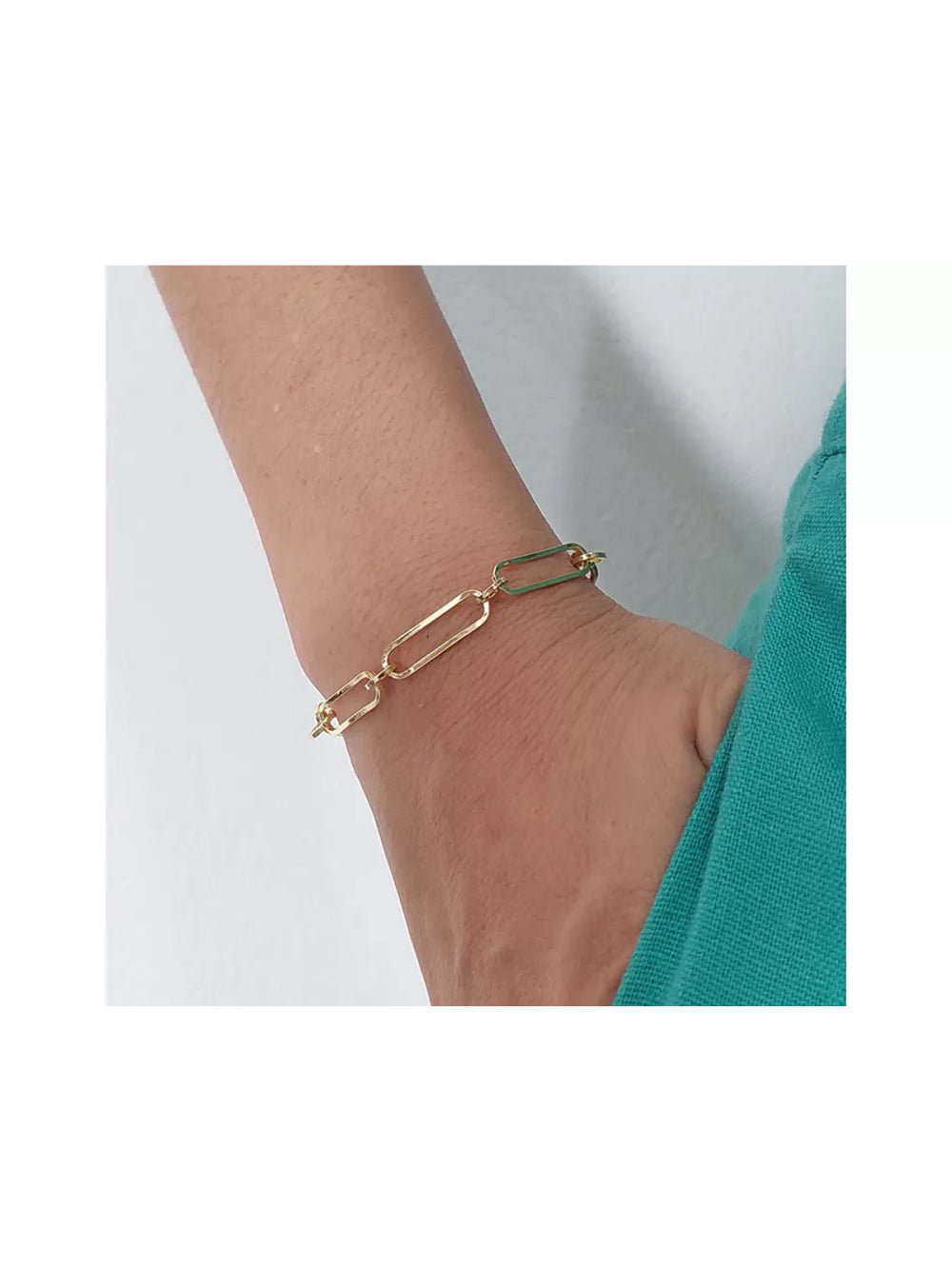 Pulseira de Elos Intercalados Com Circulo Folheado em Ouro 18k