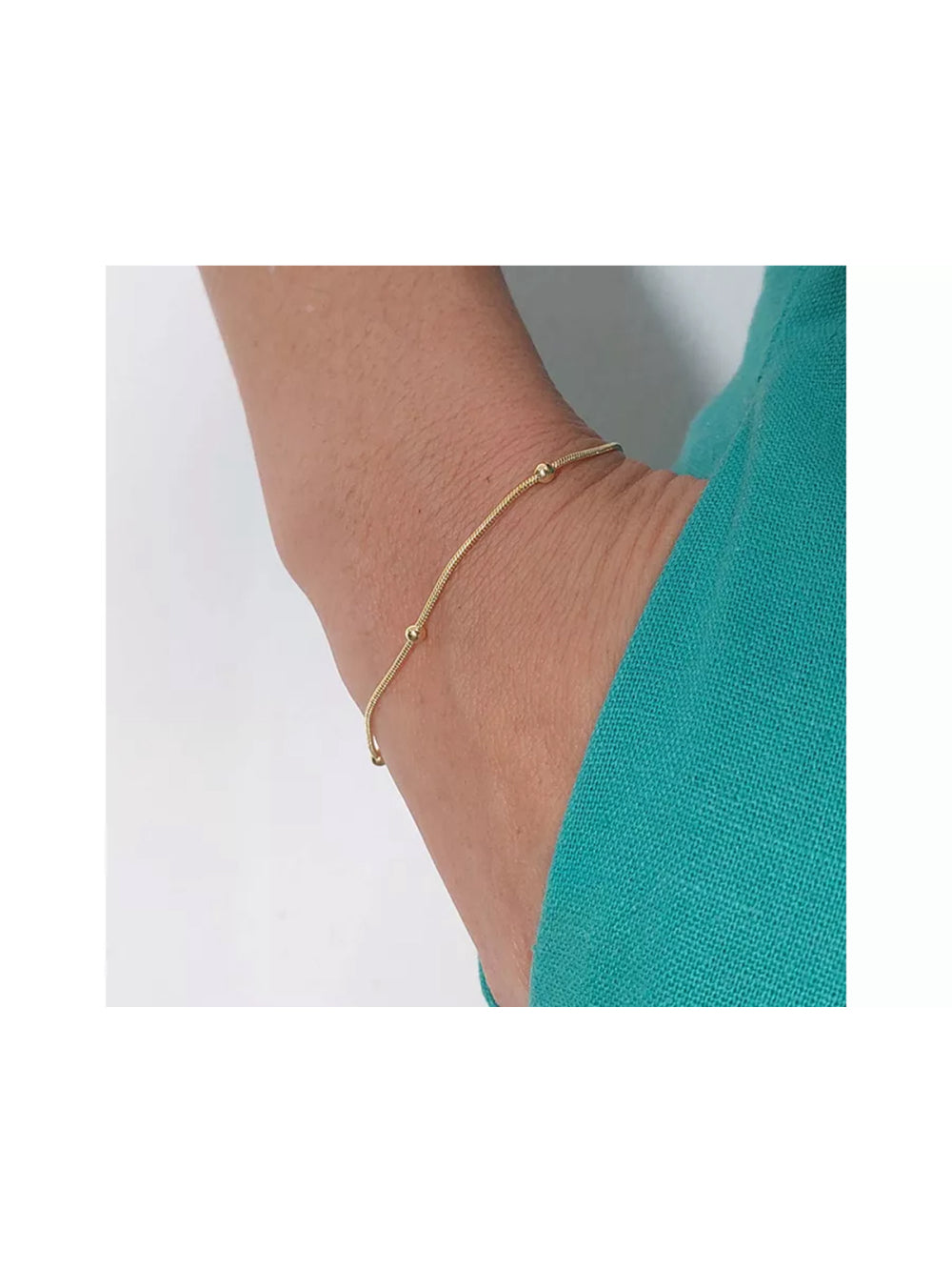 Pulseira Corrente Lisa com Bolinhas Folheado em Ouro 18k