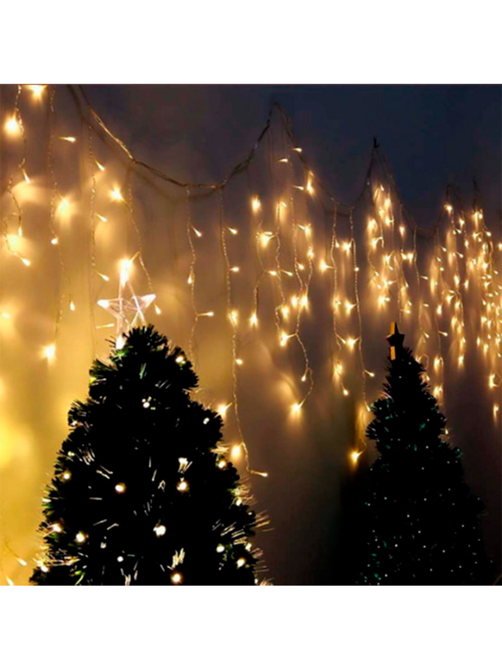 3,5 Metros Cascata Com 160 Lampadas Led Pisca Natal Cor:Branco Quente