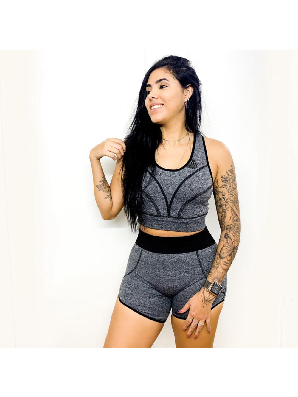 Roupa Para Ginastica Academia Yoga Feminina Conjunto Short E Top Fitness