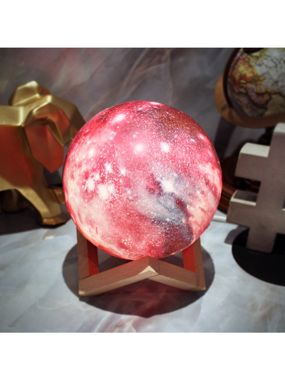 Luminaria Pendente Planeta Galaxia Universo 3d Abajur Usb Com Controle RGB Colorido Cor:Branco