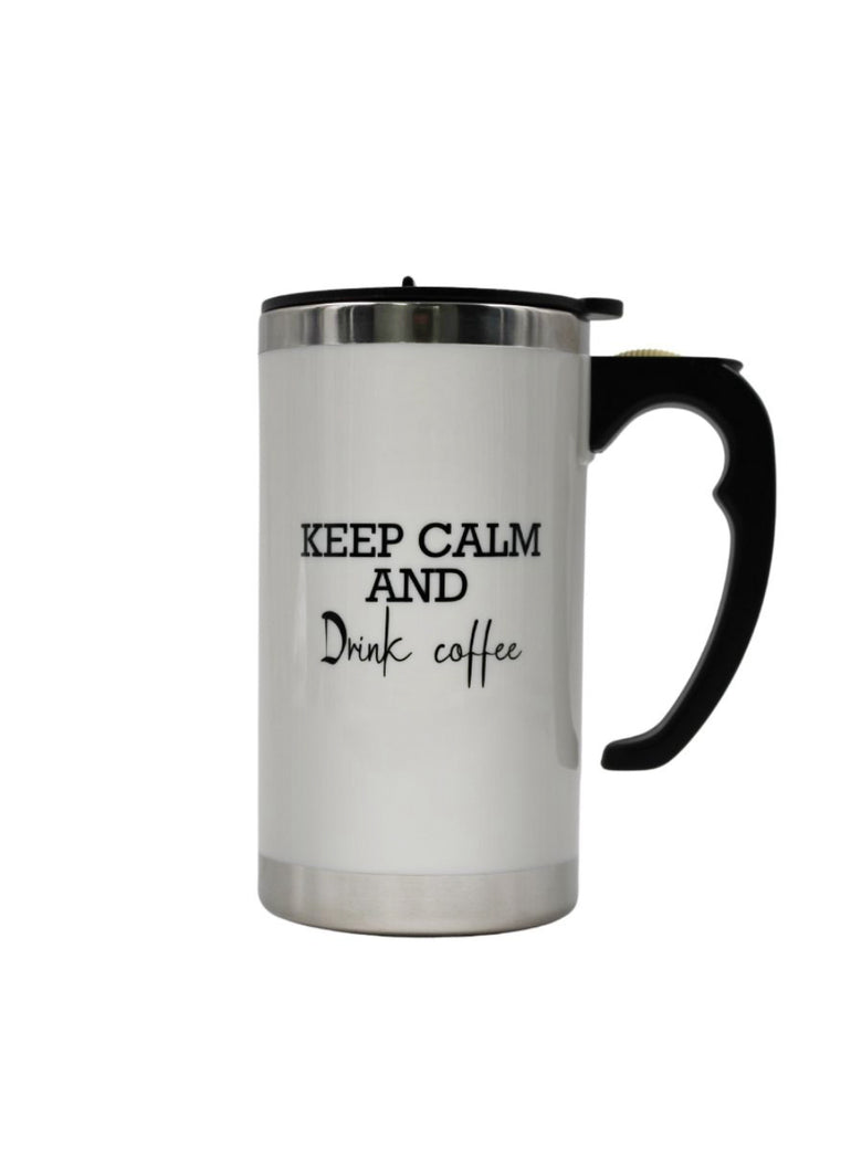 Caneca Mixer Misturadora Inox 450 ml Com Tampa A Pilha Cor:Branco