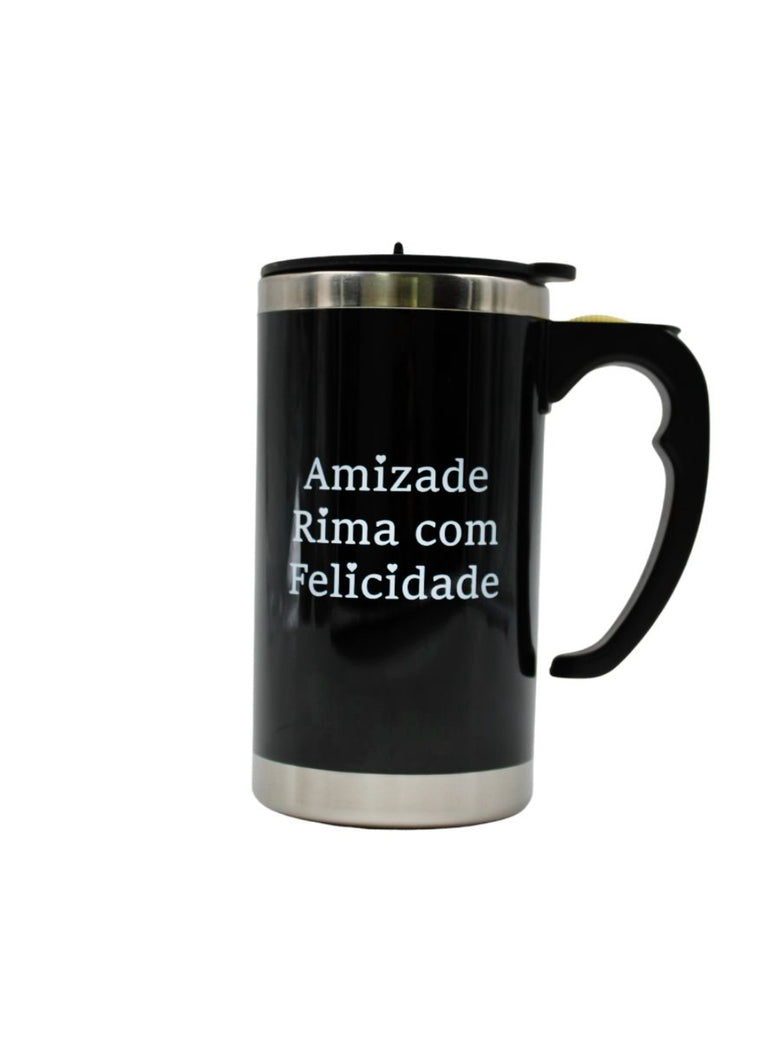 Caneca Mixer Misturadora Inox 450 ml Com Tampa A Pilha Cor:Preto