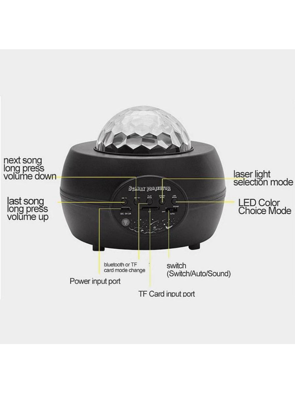 Luminaria Abajur Projetor Estrelas Galaxia Caixa De Som Bluetooth RGB