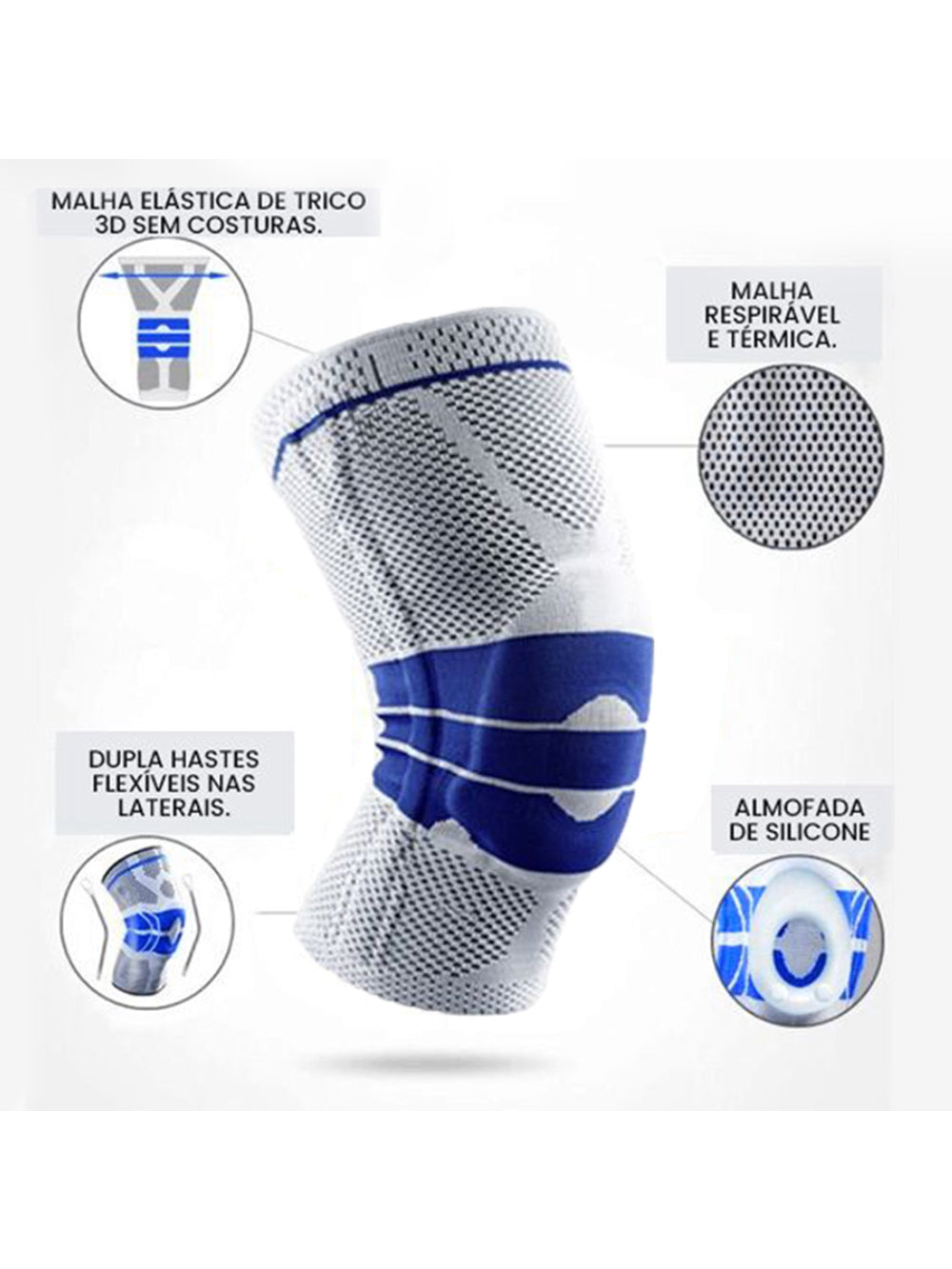 Joelheira De Compressão Ortopedica Amortecedor De Silicone Tamanhos:XL