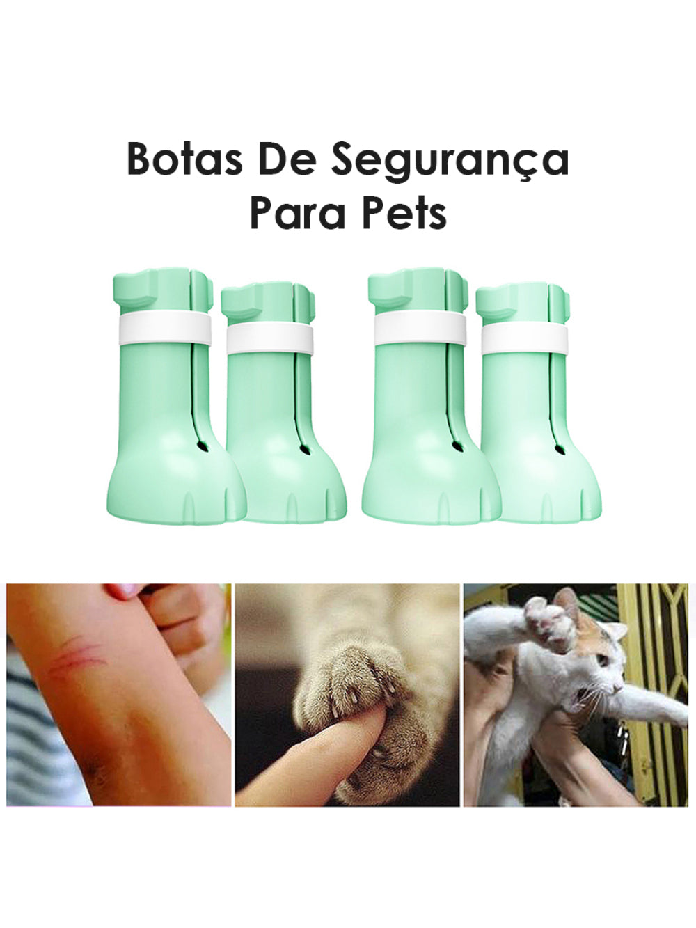 Sapatos Para Pet Bota Silicone Gato Anti Arranhão Ajustavel