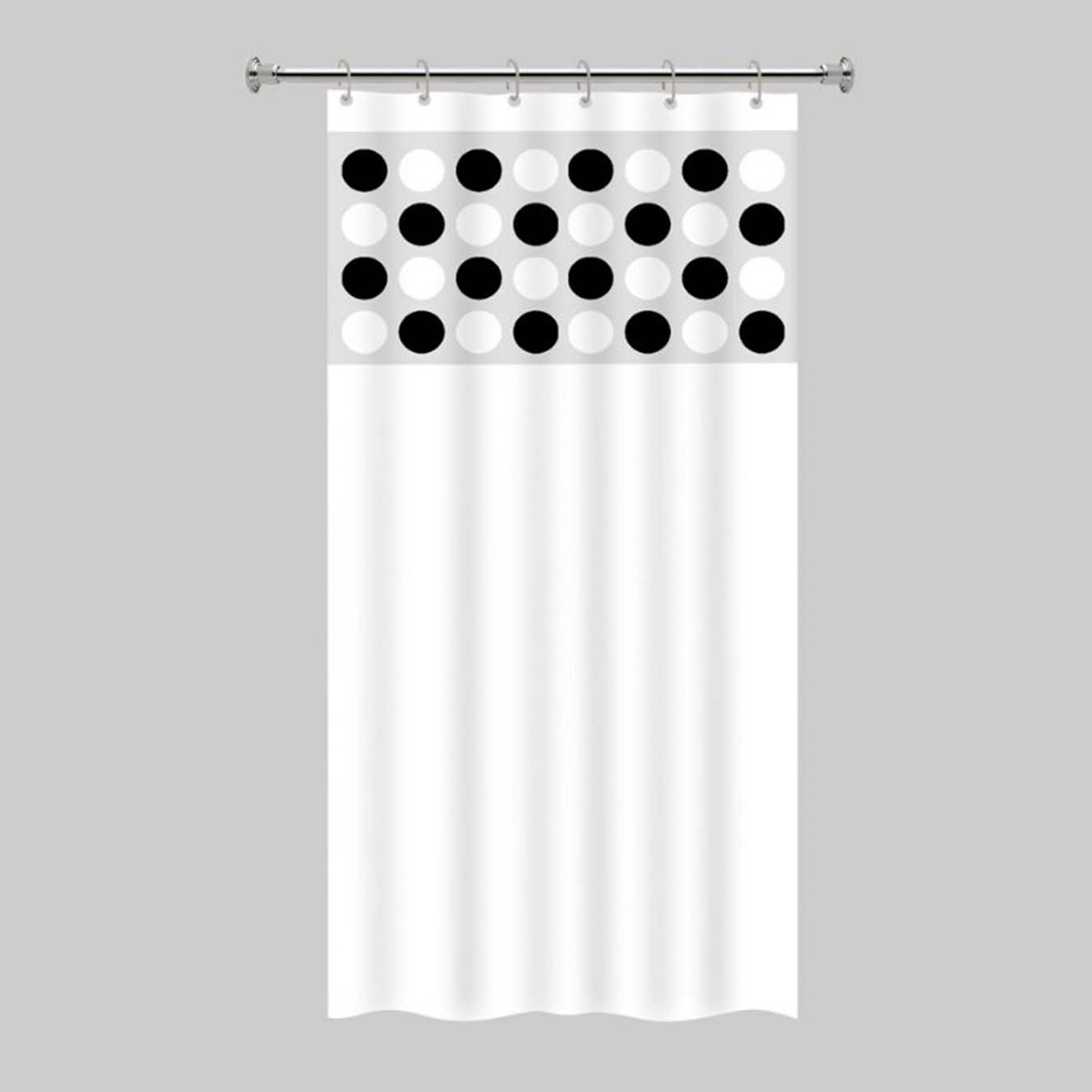 Cortina Box Banheiro Com Visor Estampado Bolinhas Antimofo Impermeavel Branco Vida Pratika